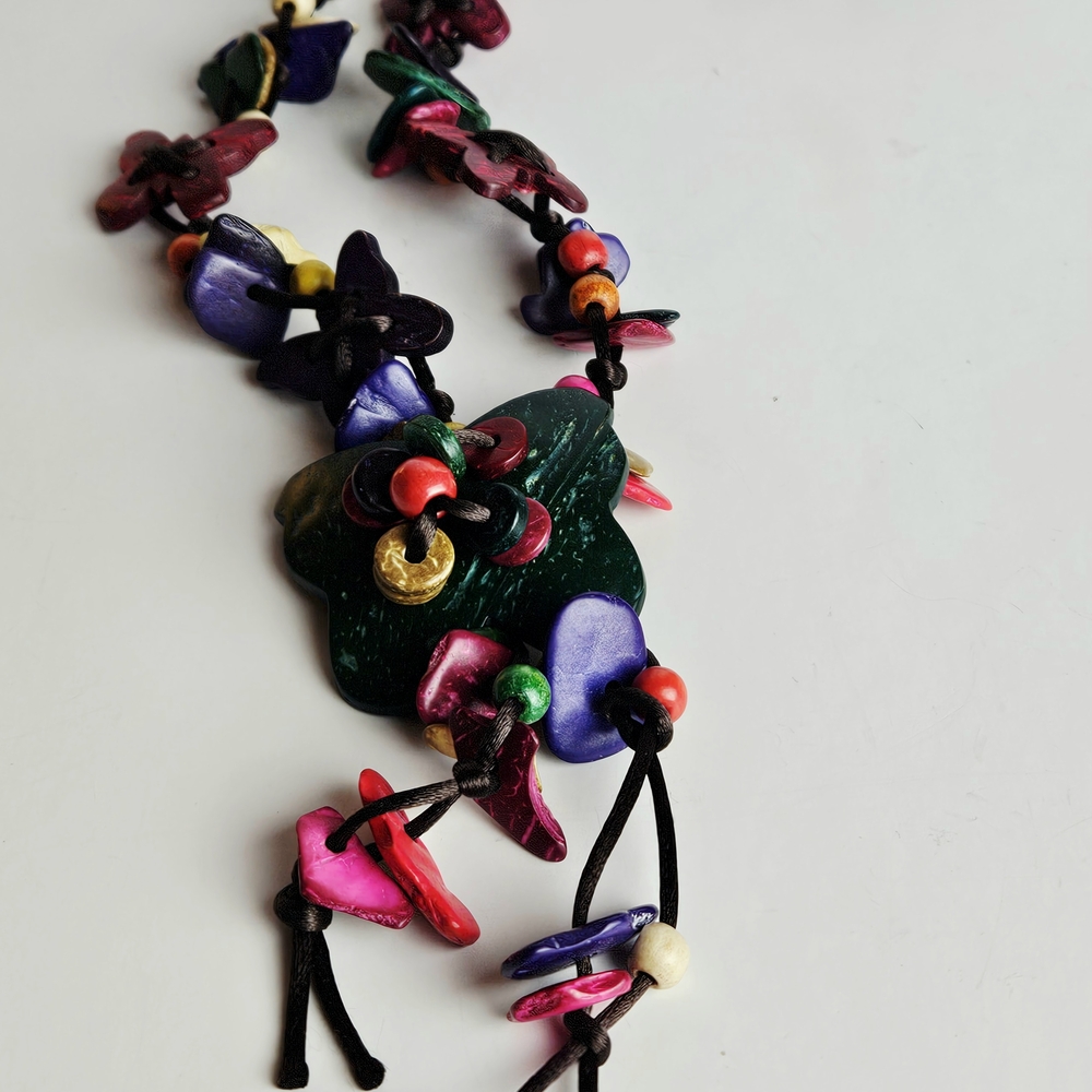 Hand Crafted Multicolor Butterfly Statement Neckl… - image 6